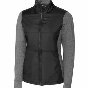 NWT Cutter & Buck DryTec Stealth Full Zip Wind Knit Black & Gray Jacket Large